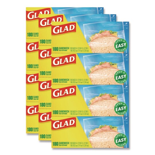 Glad 6.5 in. x 5.5 in. Fold-Top Sandwich Bags - Clear (2160/Carton Glad 6.5 in. x 5.5 in. Fold-Top Sandwich Bags - Clear (2160/Carton